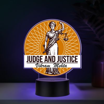 Personalized Judge and Justice LED Lamp with Automatic Color Changing Light Gift for Judge Men & Women | Home & Office Desk Decor Light